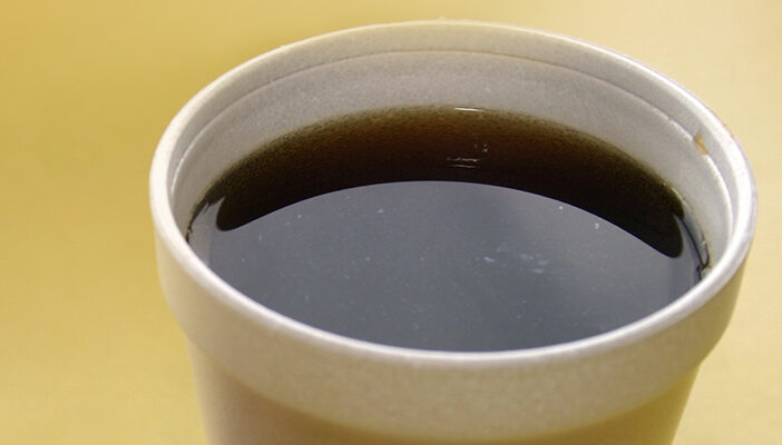 styrofoam cup of coffee