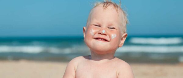 sunscreen baby at beach