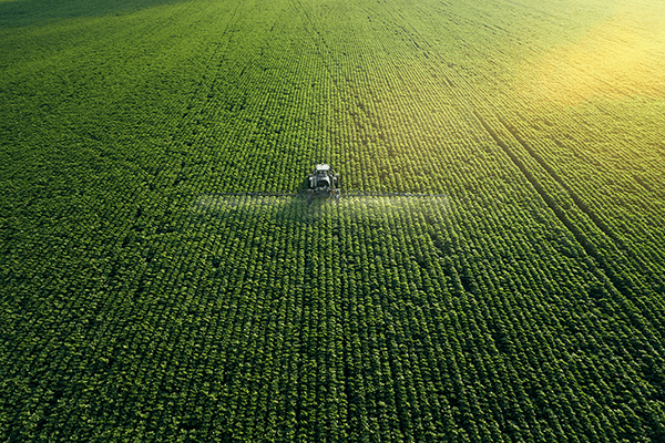 taking care crop-aerial view tractor